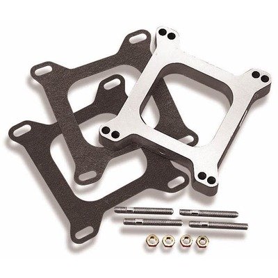 HOLLEY Carburetor Spacer, 1 in Thick, Open, Square Bore, Gaskets / Hardware Included, Aluminum, Natural, Each