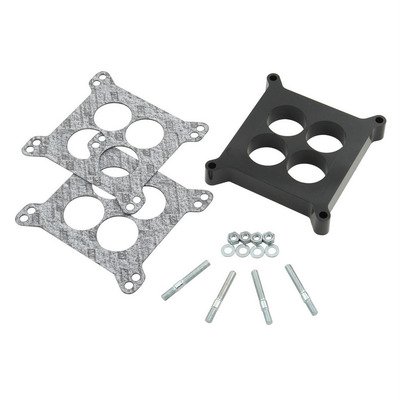 MR. GASKET Carburetor Spacer, 1 in Thick, 4 Hole, Square Bore, Gaskets / Hardware Included, Phenolic, Black, Each