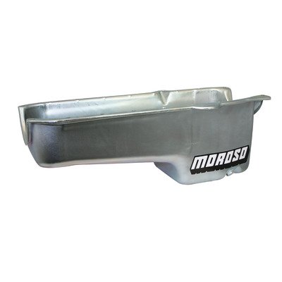 MOROSO Engine Oil Pan, Stock Replacement, Rear Sump, 5 qt, 7.5 in Deep, Steel, Zinc Oxide, 1 Piece Seal, Small Block Chevy, Each